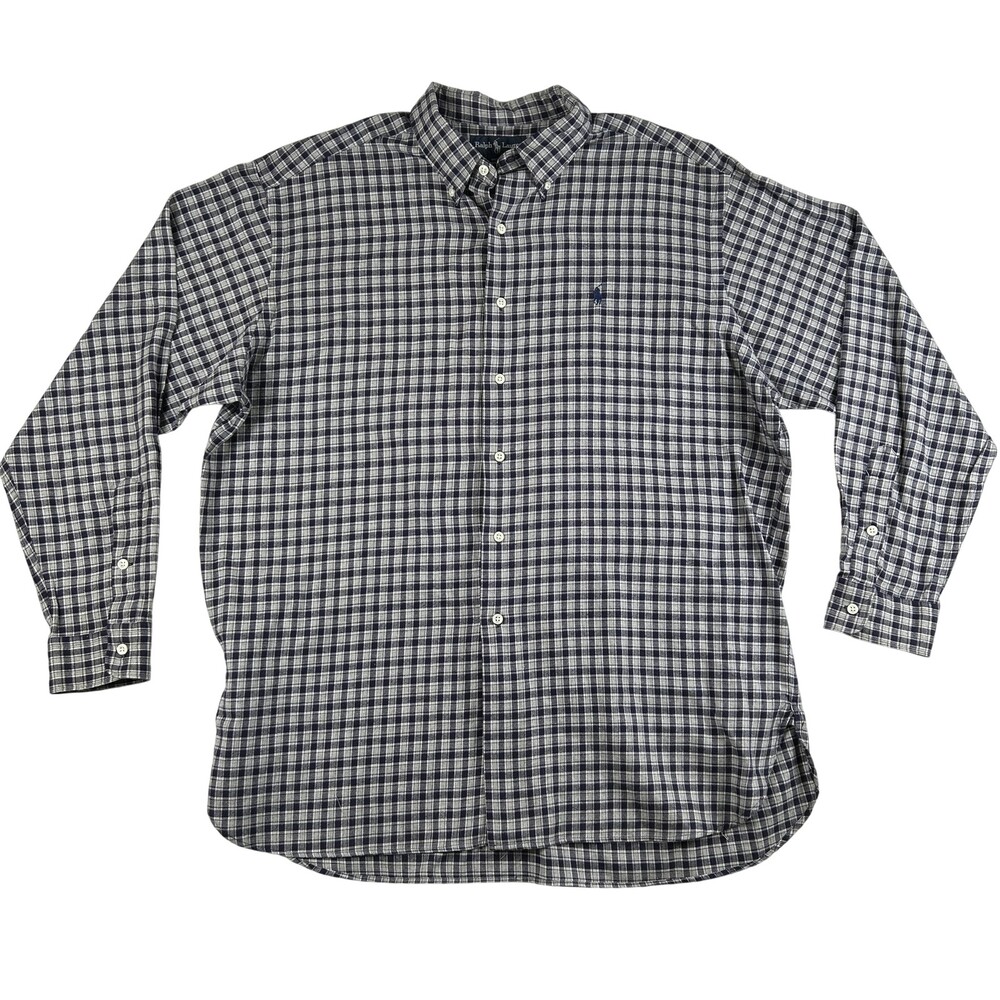 Ralph Lauren Shirt Mens XL Blue Check McMeel Button Down Long Sleeve Casual